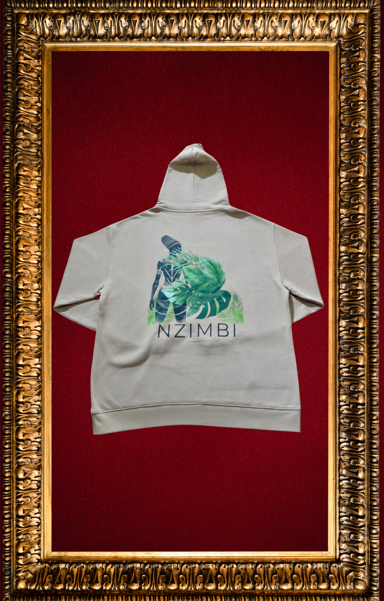 Hoodie Oversize Kaki Unisexe – Feuille de Bananier “Abondance” | NZIMBI WORLD