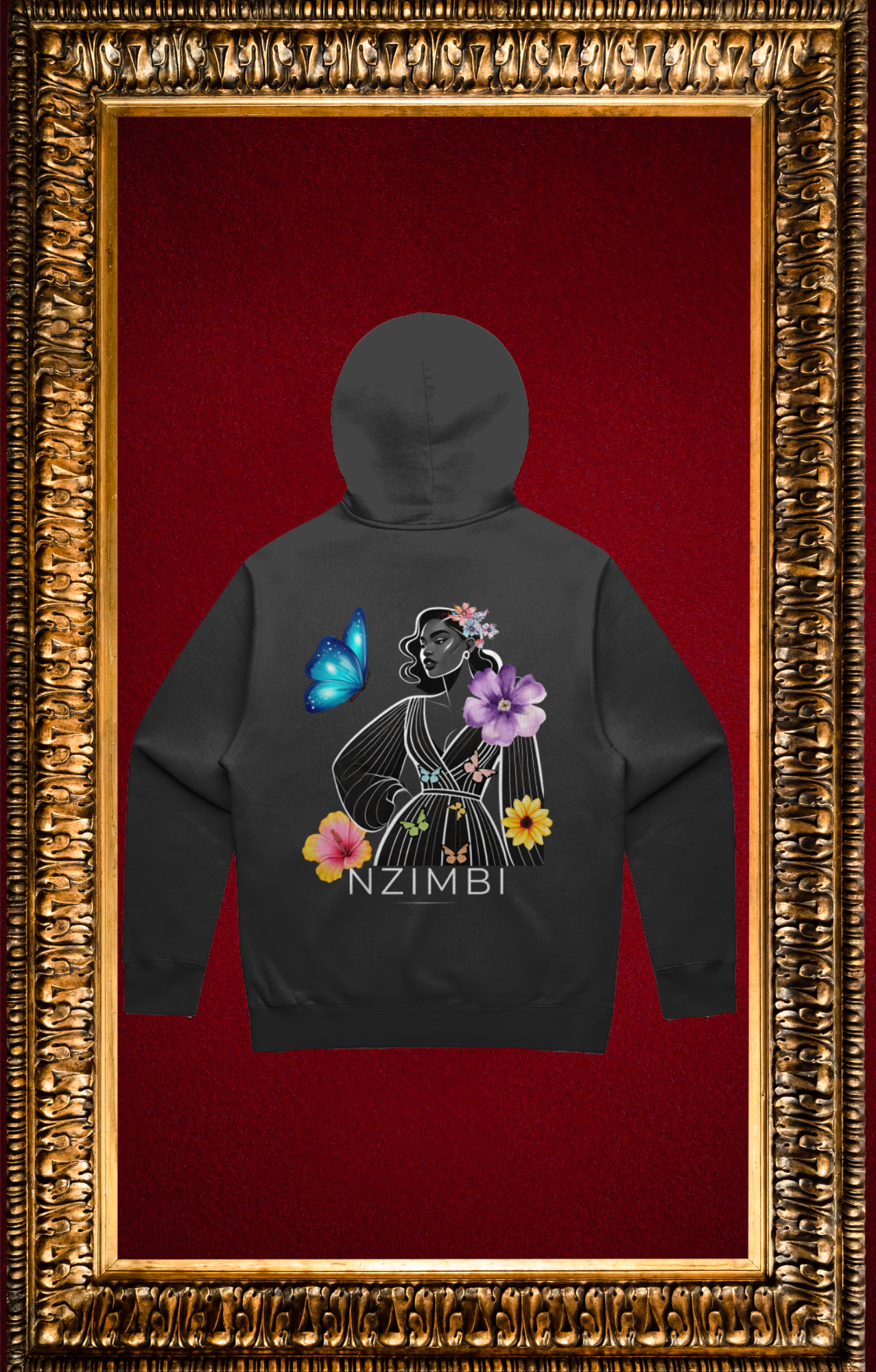 Hoodie Oversize Noir Unisexe – « Éclosion » | La renaissance en mouvement