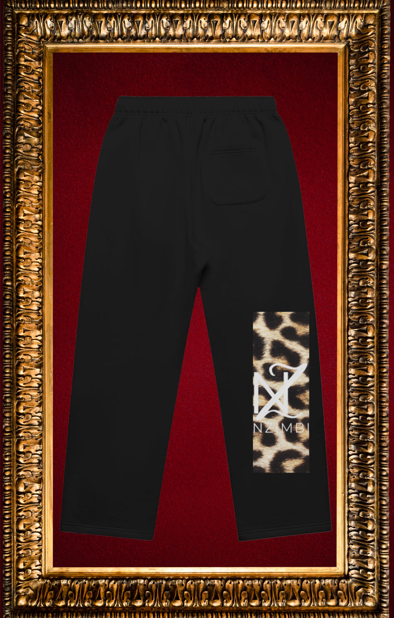 Pantalon Noir Élégant – Panneau Léopard Signature