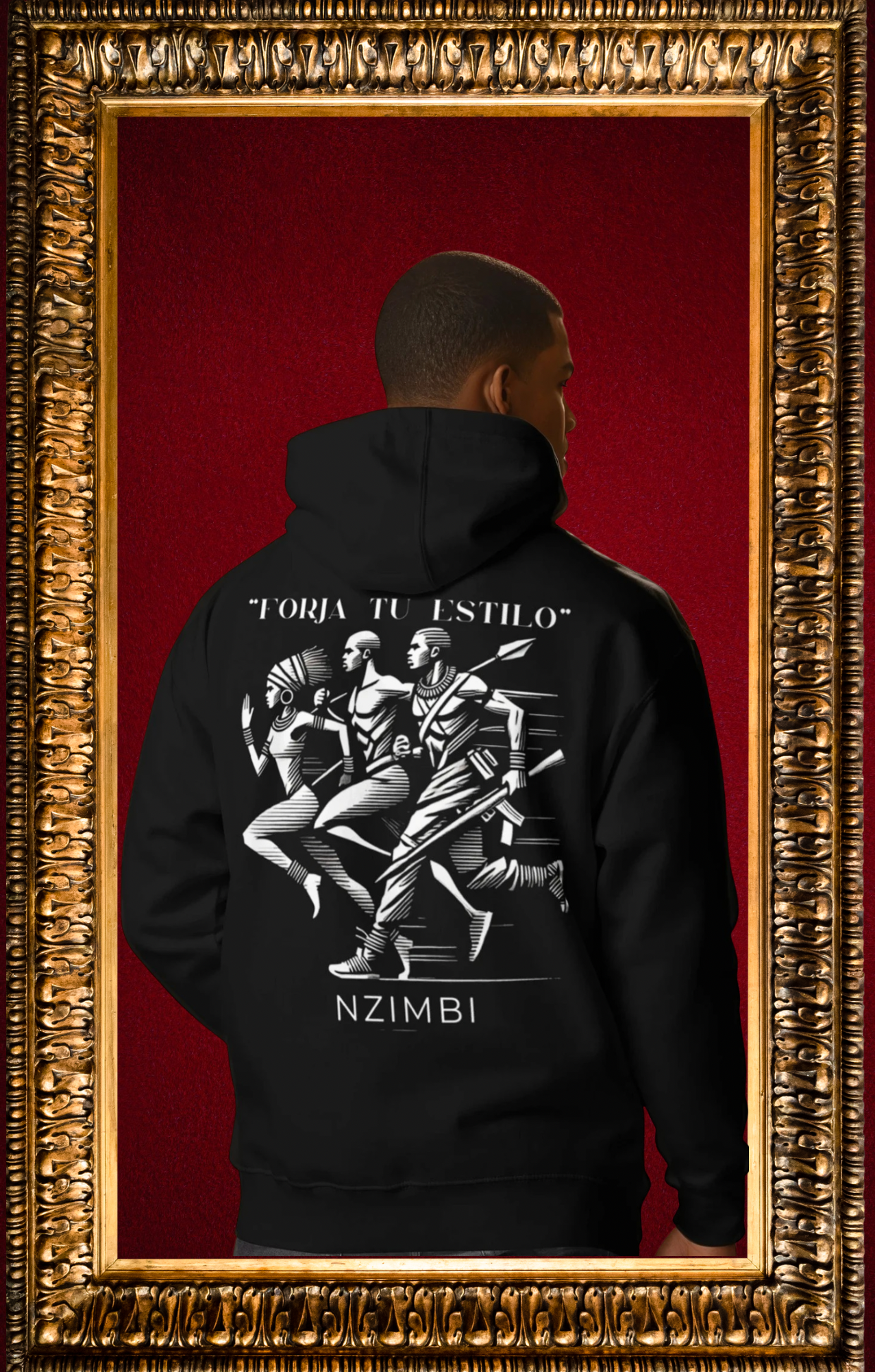 Hoodie Oversize Noir Unisexe “Forja Tu Estilo” | NZIMBI WORLD. Hériter. Incarner. Transmettre.