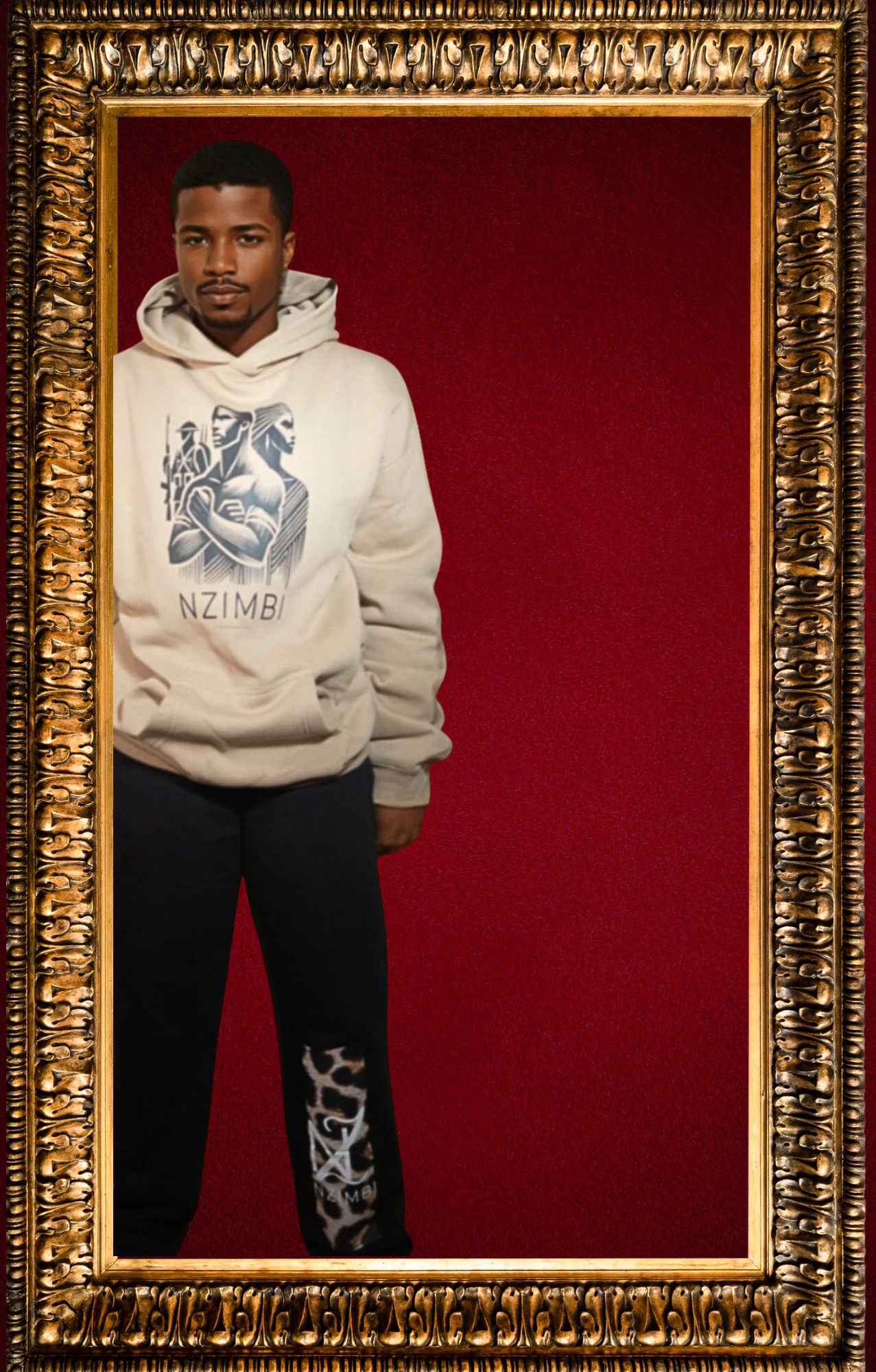 Pantalon Noir Élégant – Panneau Léopard Signature