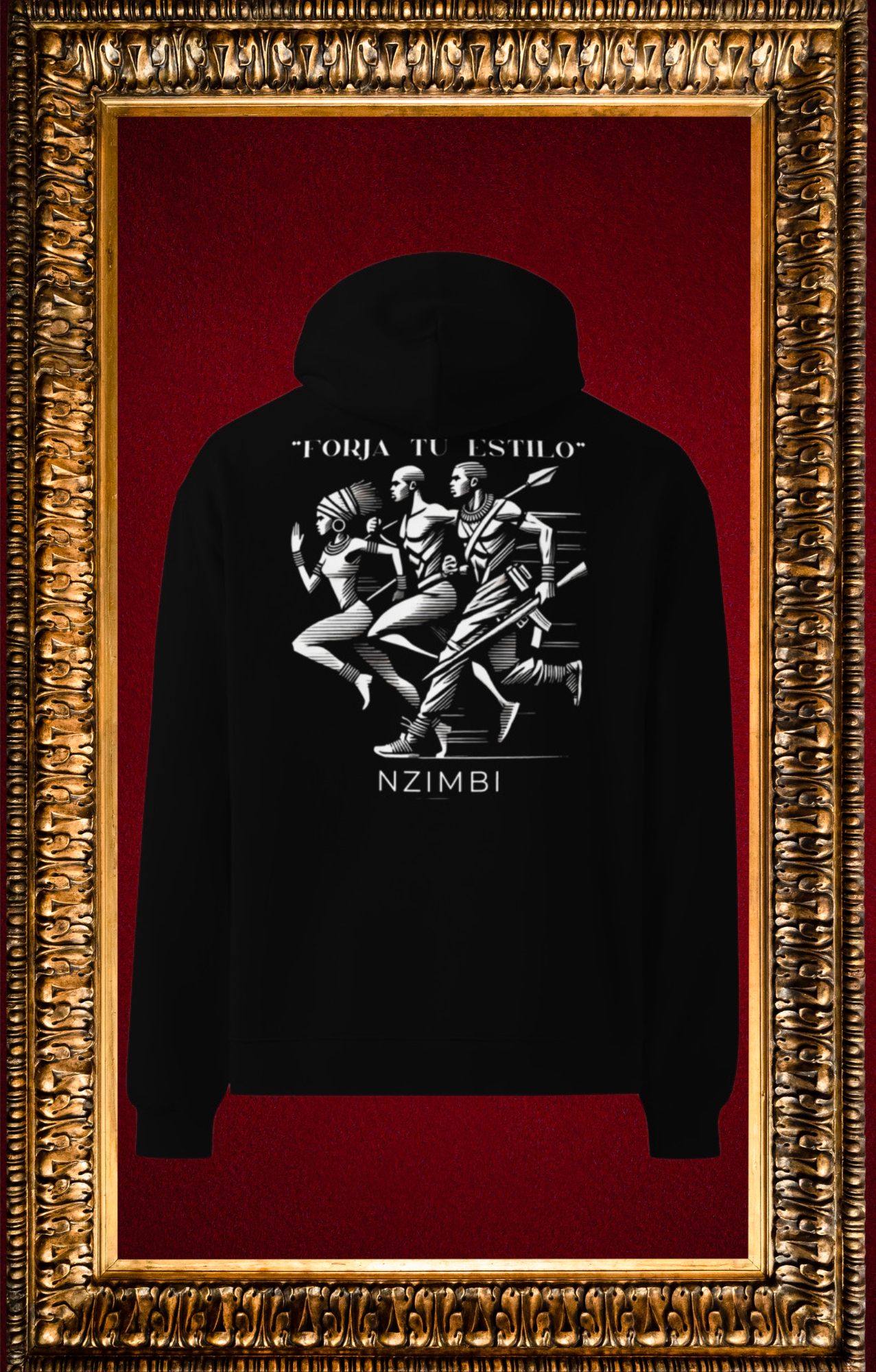 Hoodie Oversize Noir Unisexe “Forja Tu Estilo” | NZIMBI WORLD. Hériter. Incarner. Transmettre.