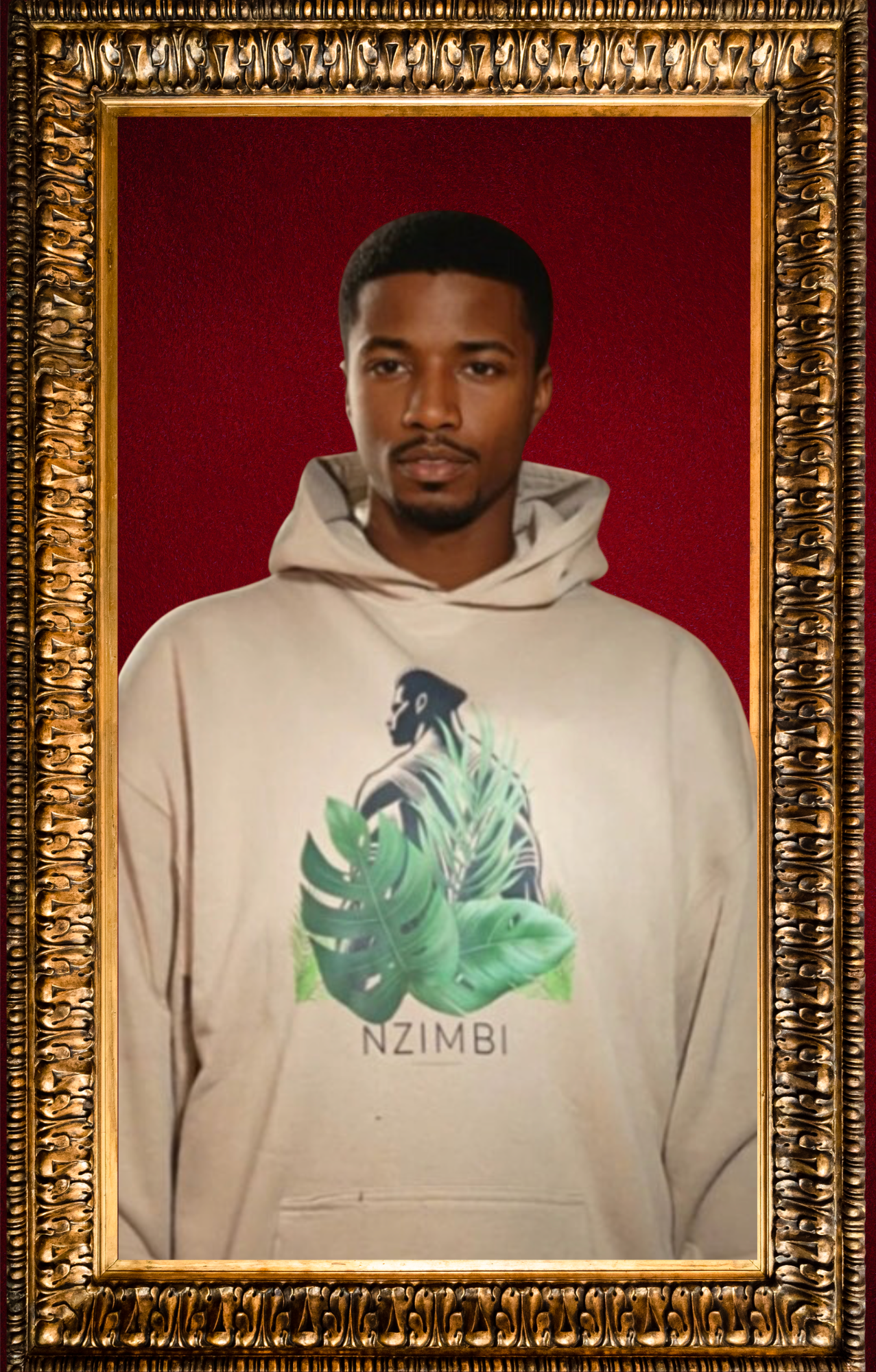 Hoodie Oversize Kaki Unisexe – Feuille de Bananier “Abondance” | NZIMBI WORLD